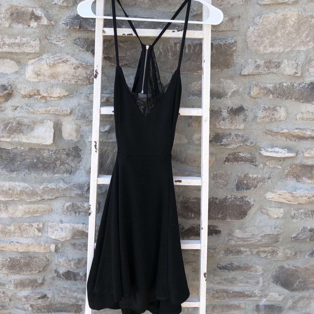 Lulus Perfect Evening Black Lace Skater Dress